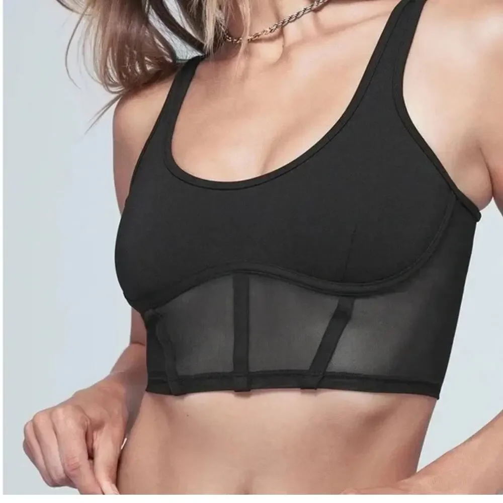Alo Yoga Airbrush Mesh Tank/Bra White and Black Size small